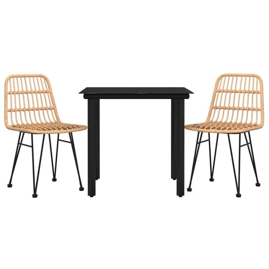 -Delige Tuinset Poly Rattan 3 80 cm tafellengte Bruin