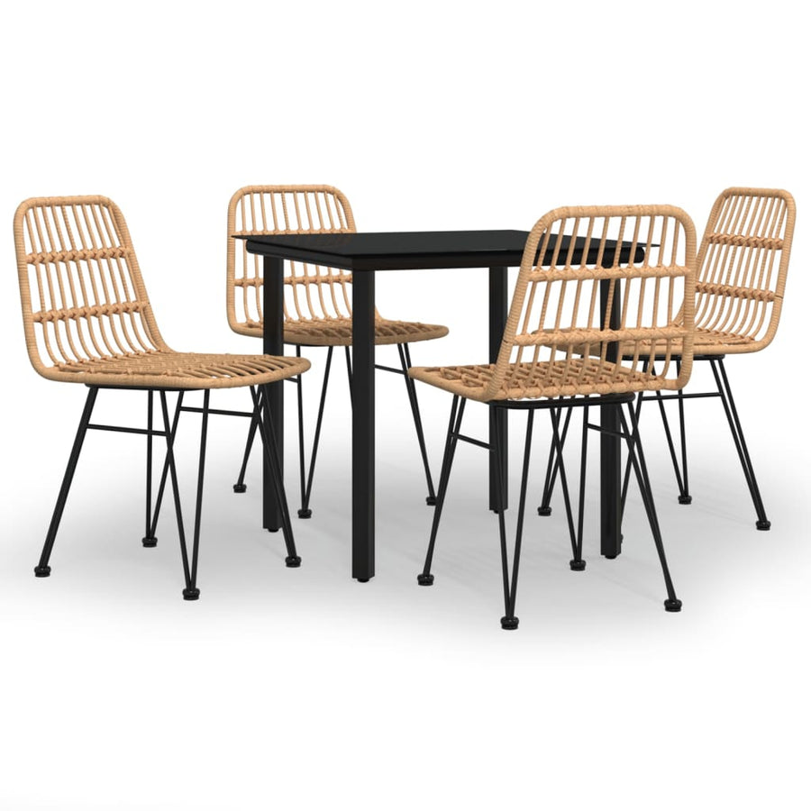 -Delige Tuinset Poly Rattan 5 80 cm tafellengte Bruin