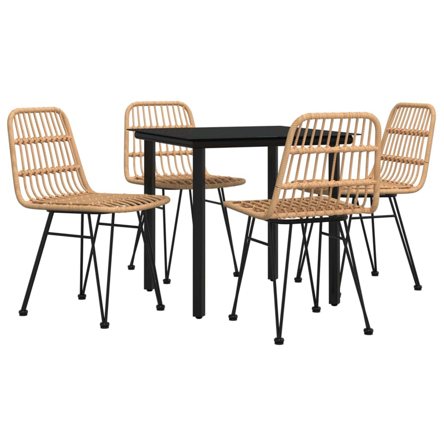 -Delige Tuinset Poly Rattan 5 80 cm tafellengte Bruin