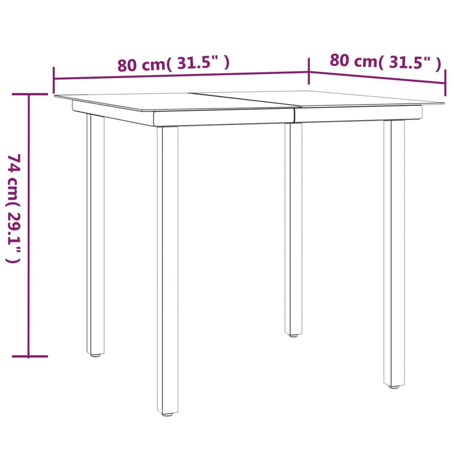 -Delige Tuinset Poly Rattan 5 80 cm tafellengte Bruin