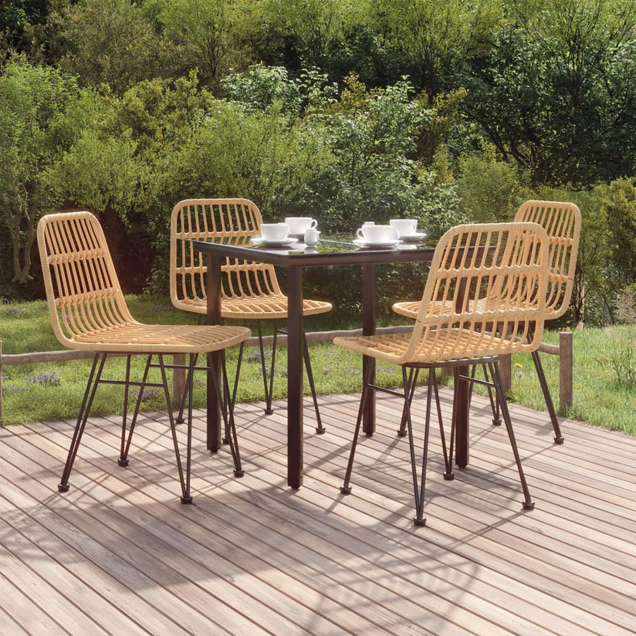 -Delige Tuinset Poly Rattan 5 80 cm tafellengte Bruin