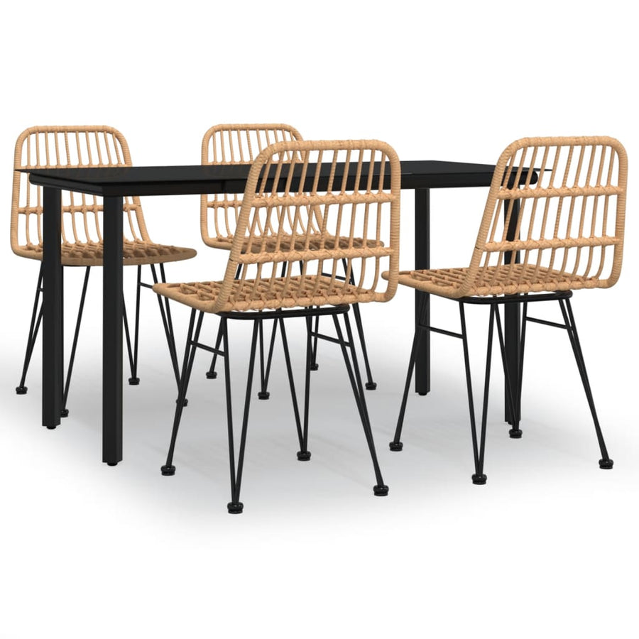 -Delige Tuinset Poly Rattan 5 140 cm tafellengte Bruin