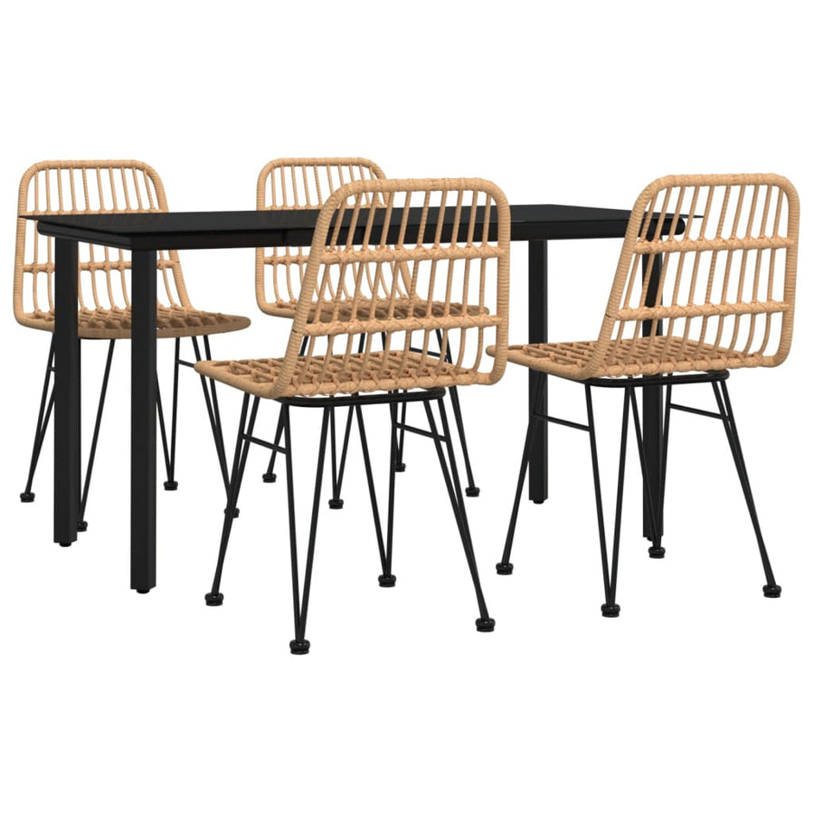 -Delige Tuinset Poly Rattan 5 140 cm tafellengte Bruin