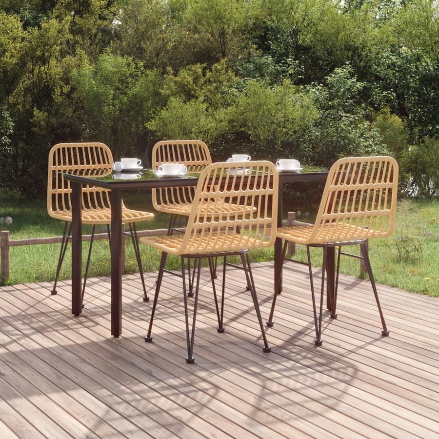-Delige Tuinset Poly Rattan 5 140 cm tafellengte Bruin