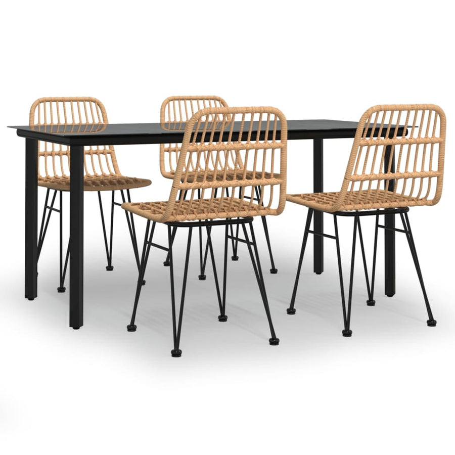 -Delige Tuinset Poly Rattan 5 160 cm tafellengte Bruin