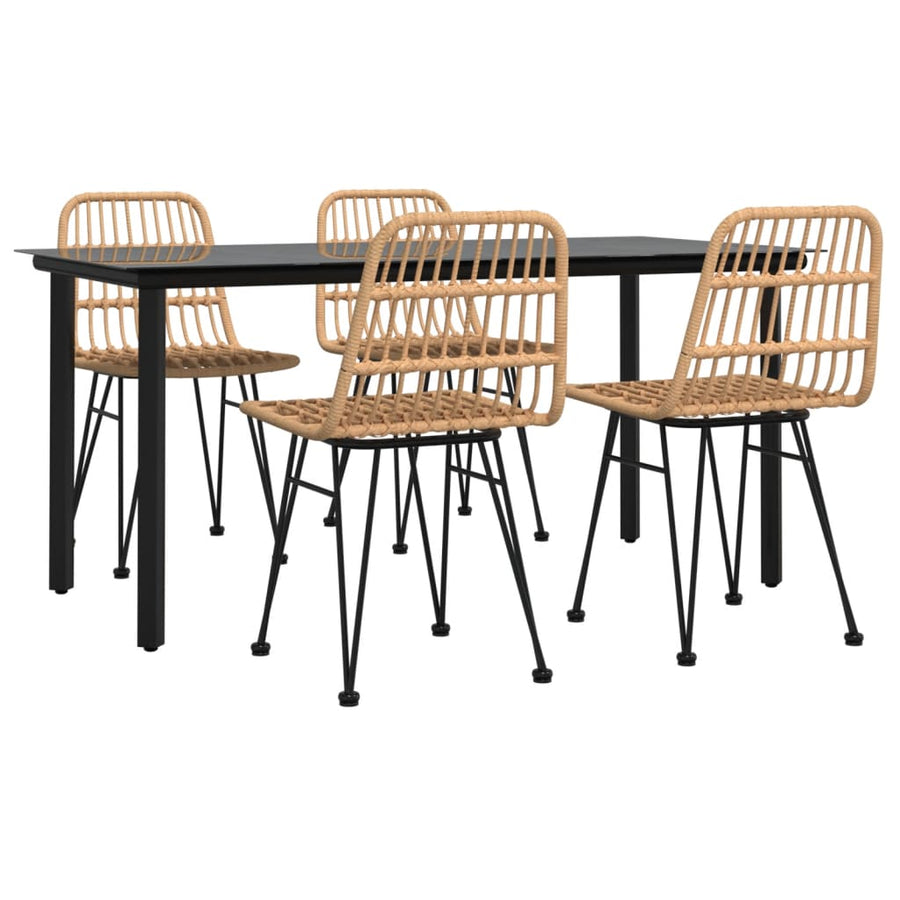 -Delige Tuinset Poly Rattan 5 160 cm tafellengte Bruin