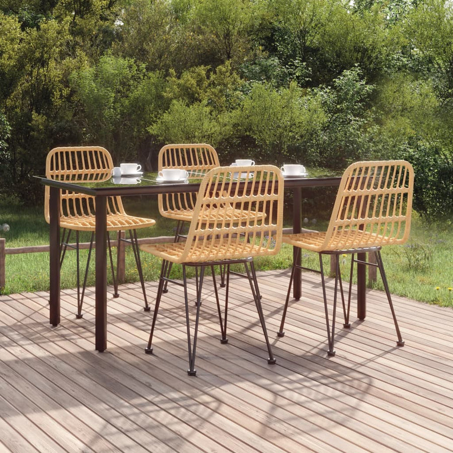 -Delige Tuinset Poly Rattan 5 160 cm tafellengte Bruin