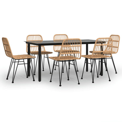-Delige Tuinset Poly Rattan 7 160 cm tafellengte Bruin