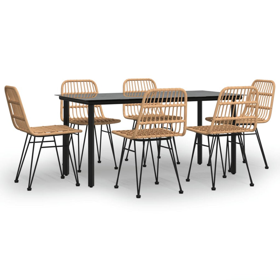 -Delige Tuinset Poly Rattan 7 160 cm tafellengte Bruin