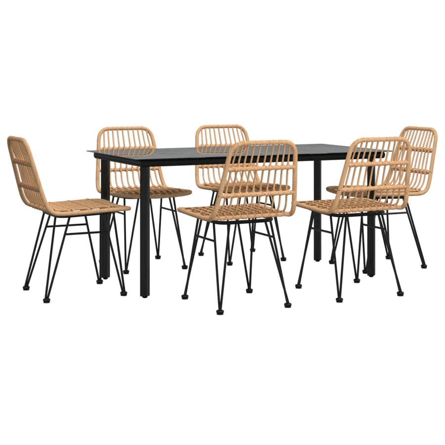 -Delige Tuinset Poly Rattan 7 160 cm tafellengte Bruin