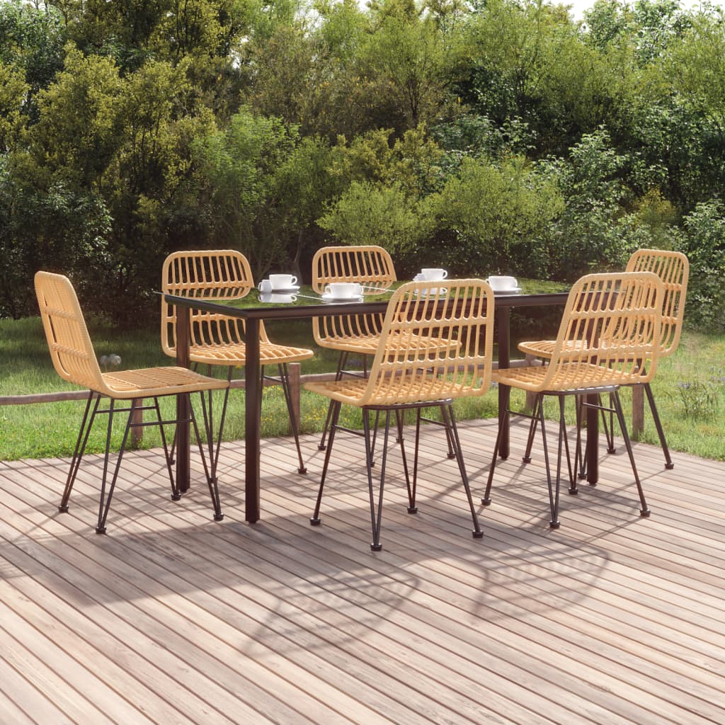 -Delige Tuinset Poly Rattan 7 160 cm tafellengte Bruin