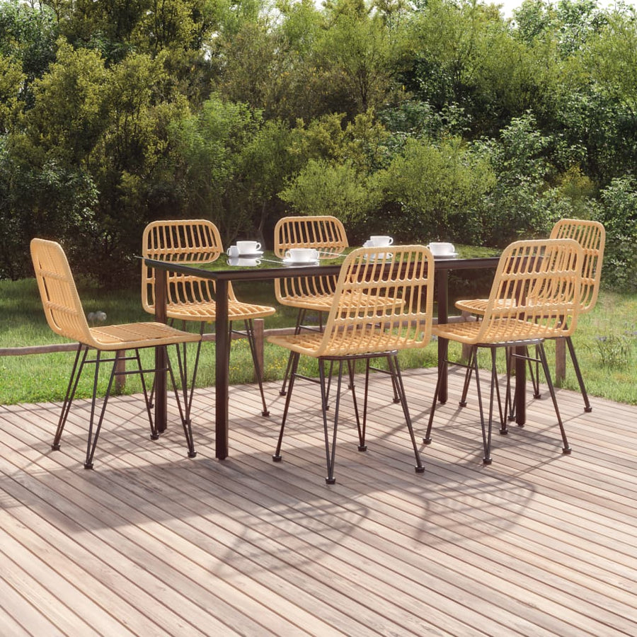-Delige Tuinset Poly Rattan 7 160 cm tafellengte Bruin