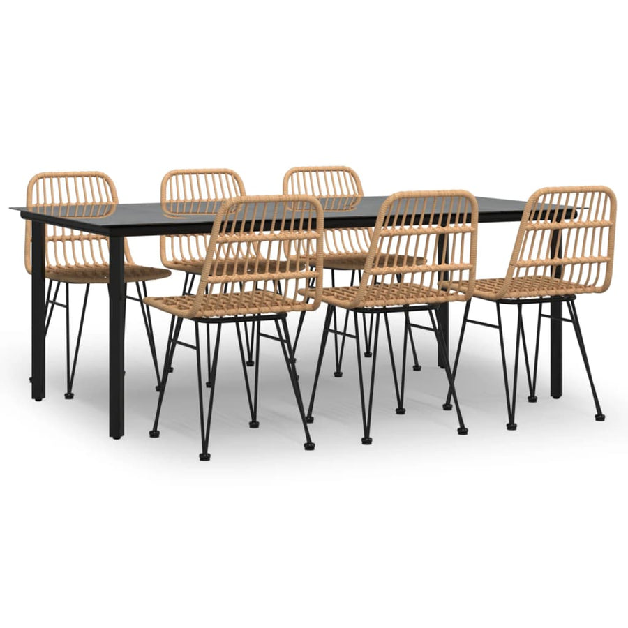 7-Delige Tuinset Poly Rattan 6 200 cm tafellengte Bruin