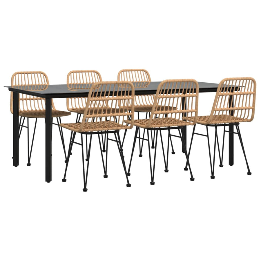7-Delige Tuinset Poly Rattan 6 200 cm tafellengte Bruin