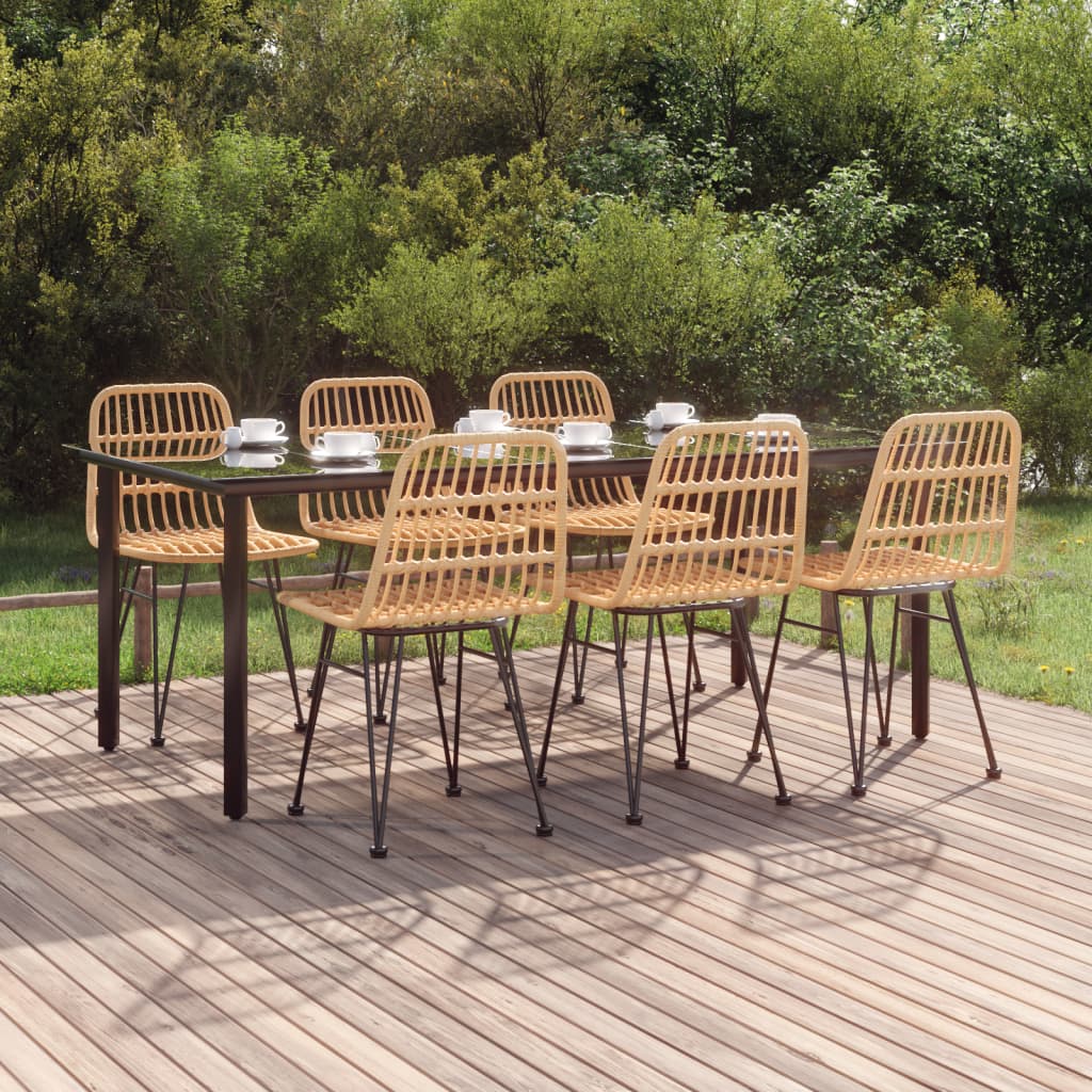 7-Delige Tuinset Poly Rattan 6 200 cm tafellengte Bruin