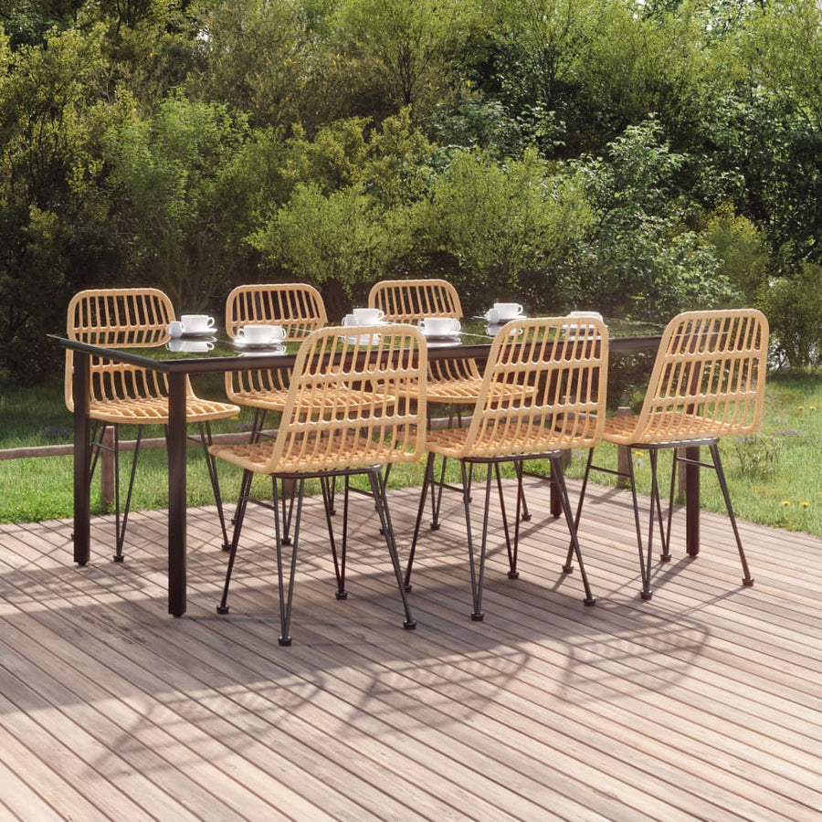 7-Delige Tuinset Poly Rattan 6 200 cm tafellengte Bruin