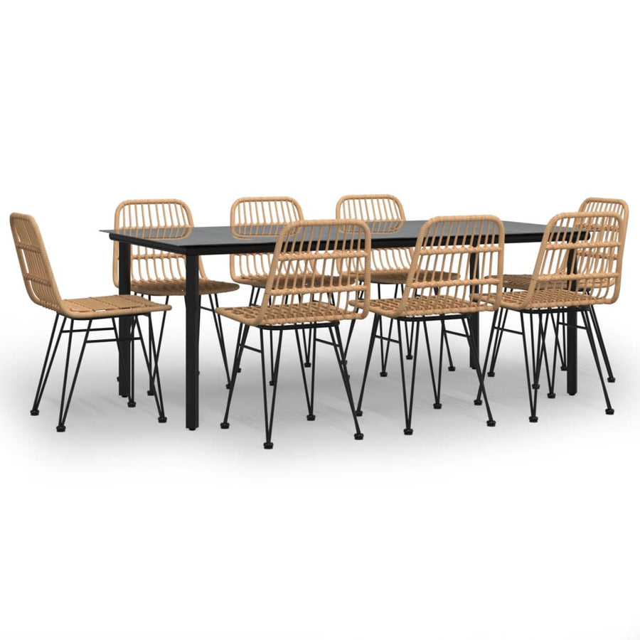 9-Delige Tuinset Poly Rattan 8 200 cm tafellengte Bruin
