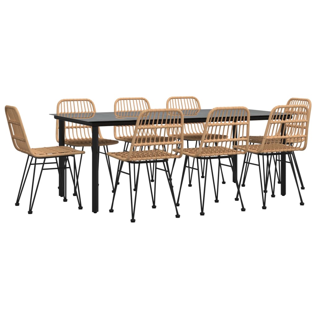 9-Delige Tuinset Poly Rattan 8 200 cm tafellengte Bruin