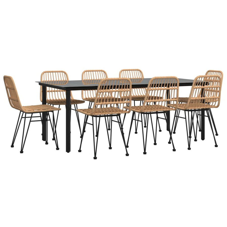 9-Delige Tuinset Poly Rattan 8 200 cm tafellengte Bruin