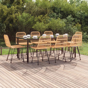 Tuinset poly rattan 9-delig 200x100 cm bruin