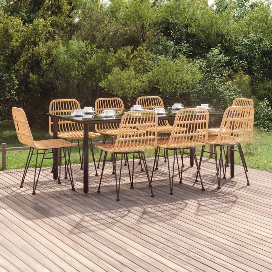 9-Delige Tuinset Poly Rattan 8 200 cm tafellengte Bruin