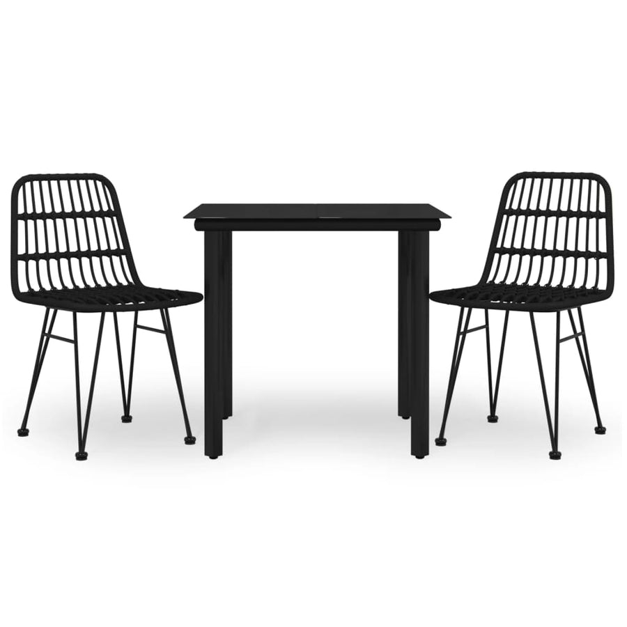 -Delige Tuinset Poly Rattan 3 80 cm tafellengte Zwart