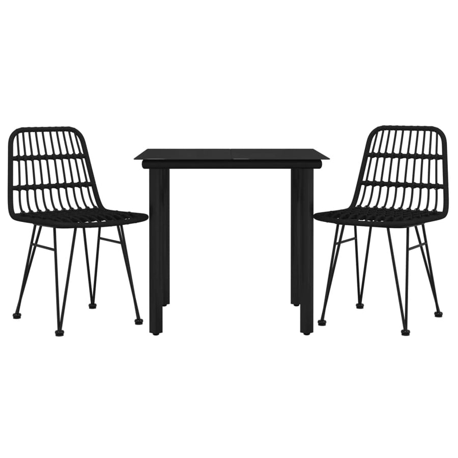 -Delige Tuinset Poly Rattan 3 80 cm tafellengte Zwart