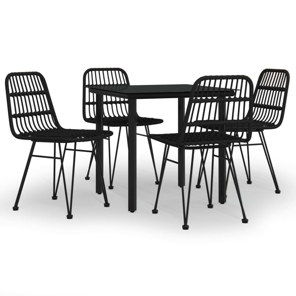 -Delige Tuinset Poly Rattan 5 80 cm tafellengte Zwart