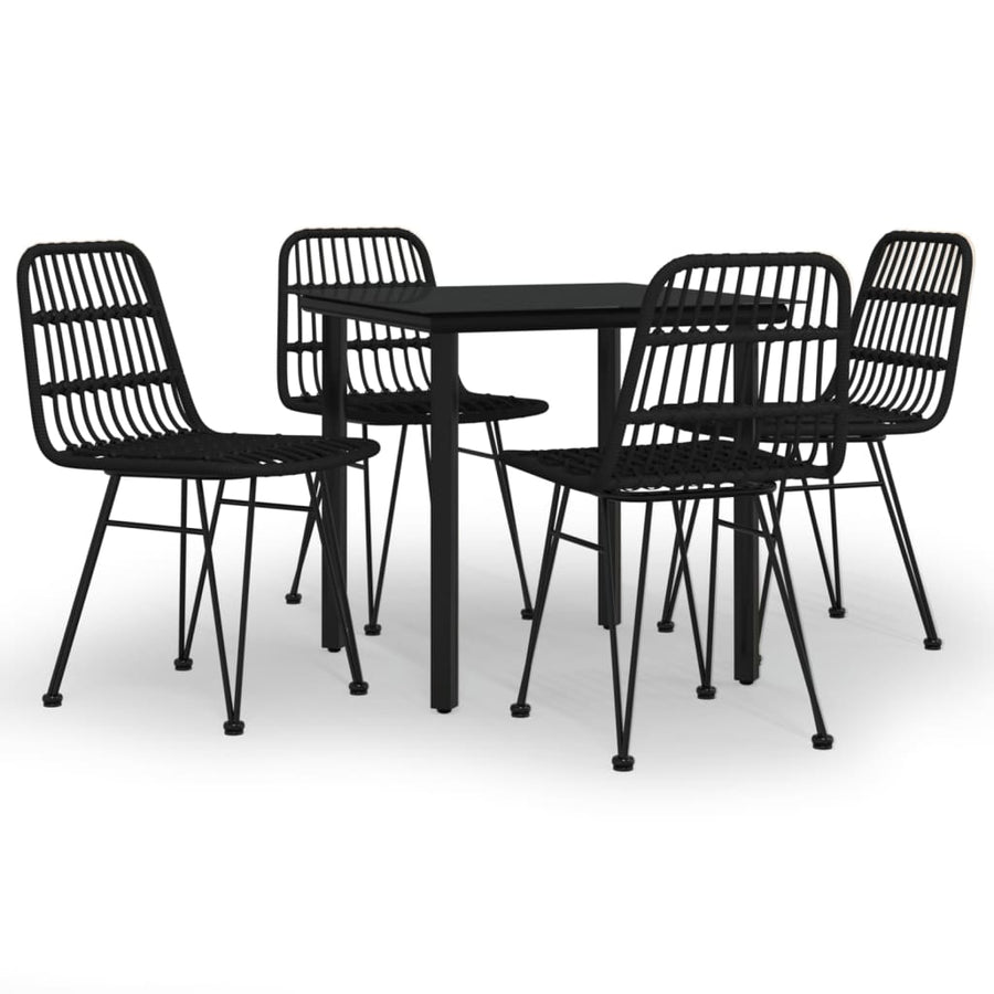 -Delige Tuinset Poly Rattan 5 80 cm tafellengte Zwart