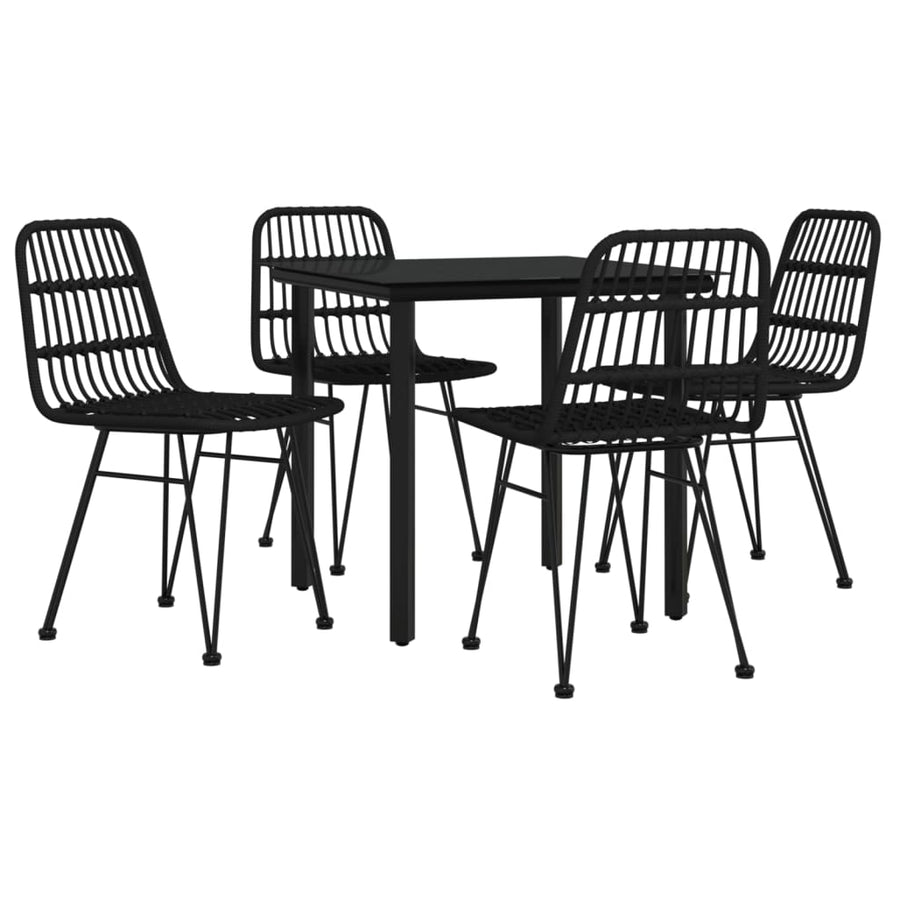 -Delige Tuinset Poly Rattan 5 80 cm tafellengte Zwart