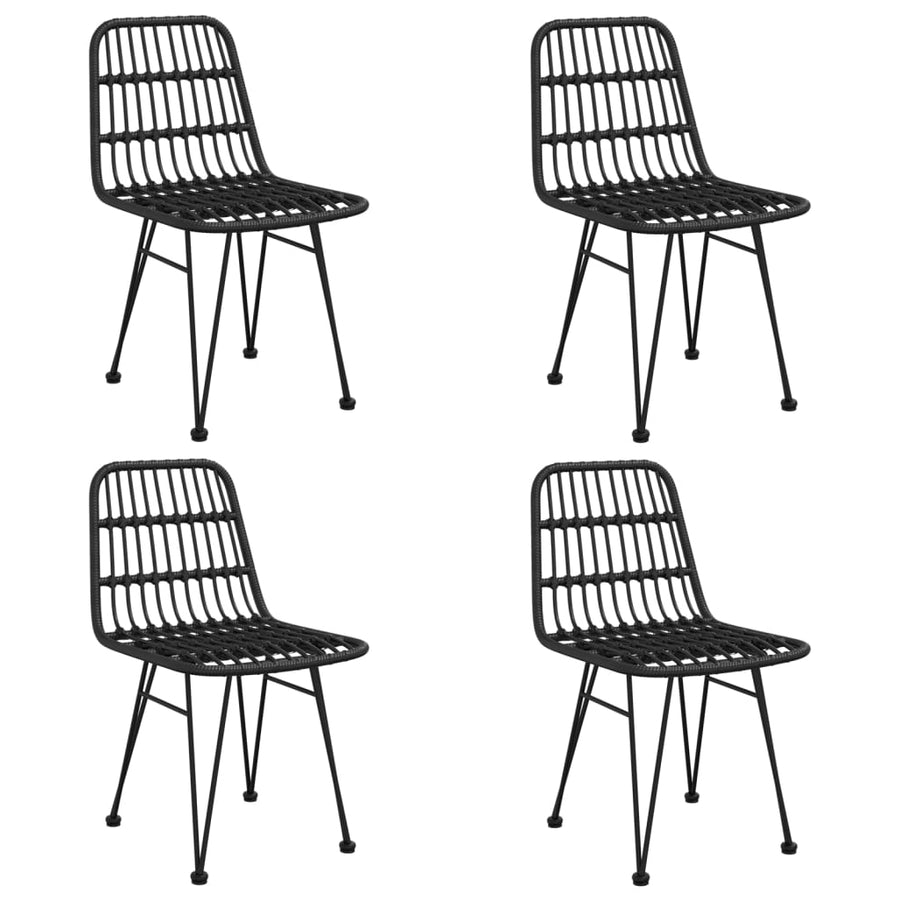 -Delige Tuinset Poly Rattan 5 80 cm tafellengte Zwart