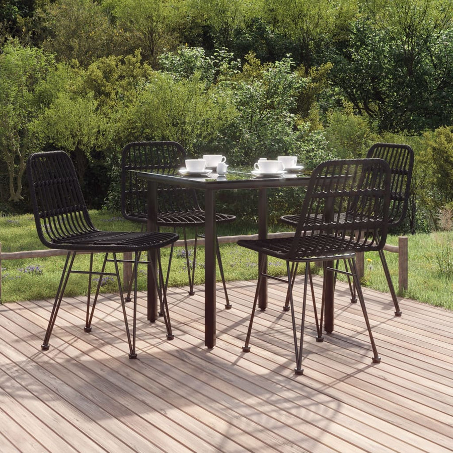 -Delige Tuinset Poly Rattan 5 80 cm tafellengte Zwart