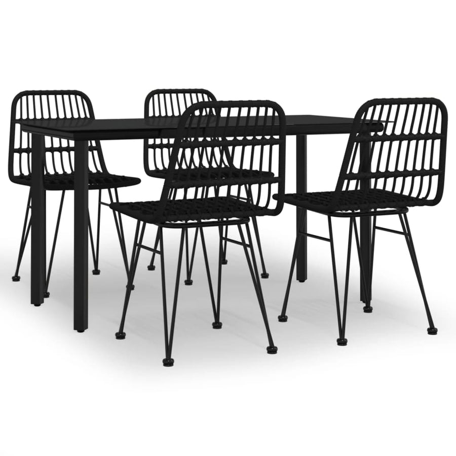 -Delige Tuinset Poly Rattan 5 140 cm tafellengte Zwart