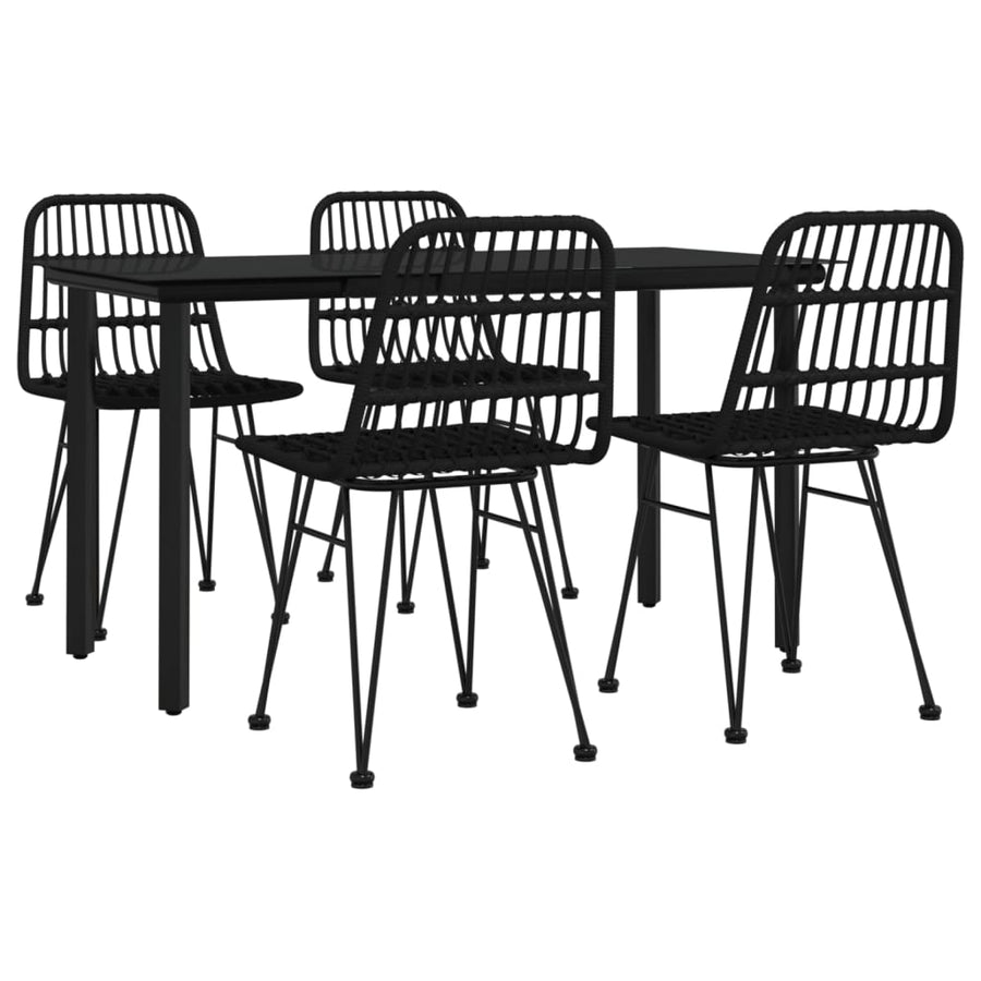 -Delige Tuinset Poly Rattan 5 140 cm tafellengte Zwart