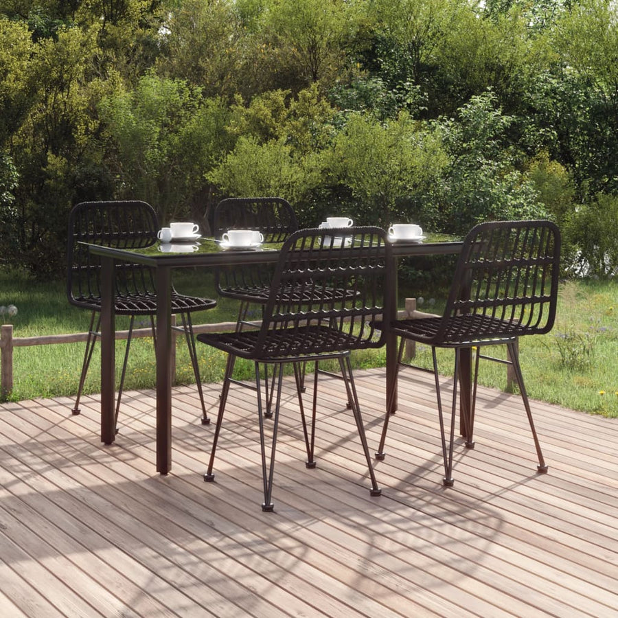 -Delige Tuinset Poly Rattan 5 140 cm tafellengte Zwart