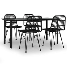 -Delige Tuinset Poly Rattan 5 160 cm tafellengte Zwart