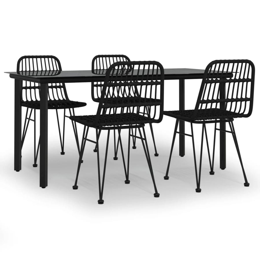 -Delige Tuinset Poly Rattan 5 160 cm tafellengte Zwart