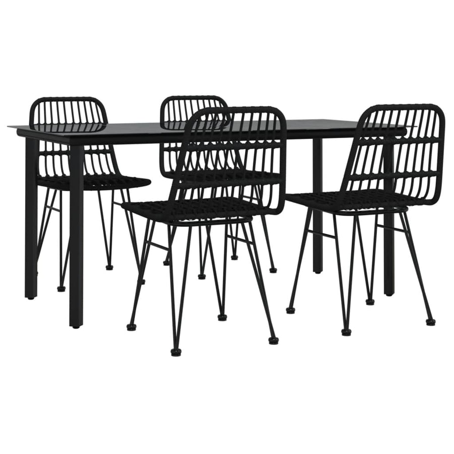 -Delige Tuinset Poly Rattan 5 160 cm tafellengte Zwart