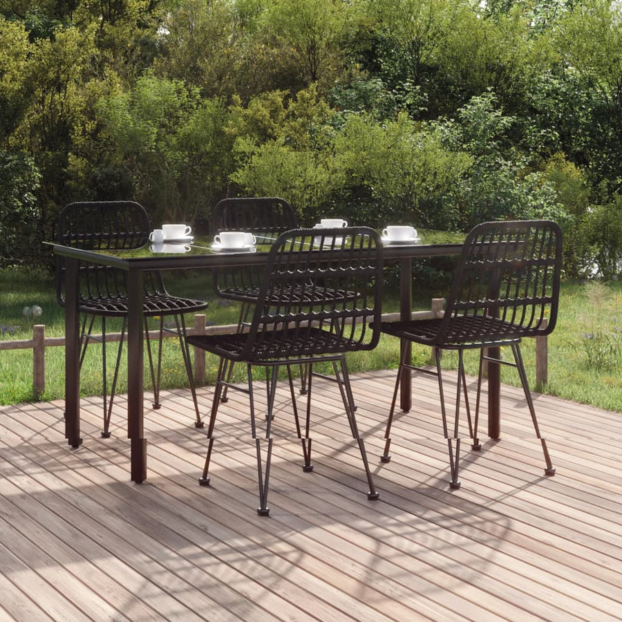 -Delige Tuinset Poly Rattan 5 160 cm tafellengte Zwart