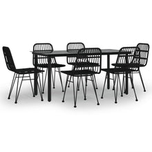 -Delige Tuinset Poly Rattan 7 160 cm tafellengte Zwart