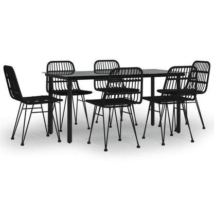 -Delige Tuinset Poly Rattan 7 160 cm tafellengte Zwart