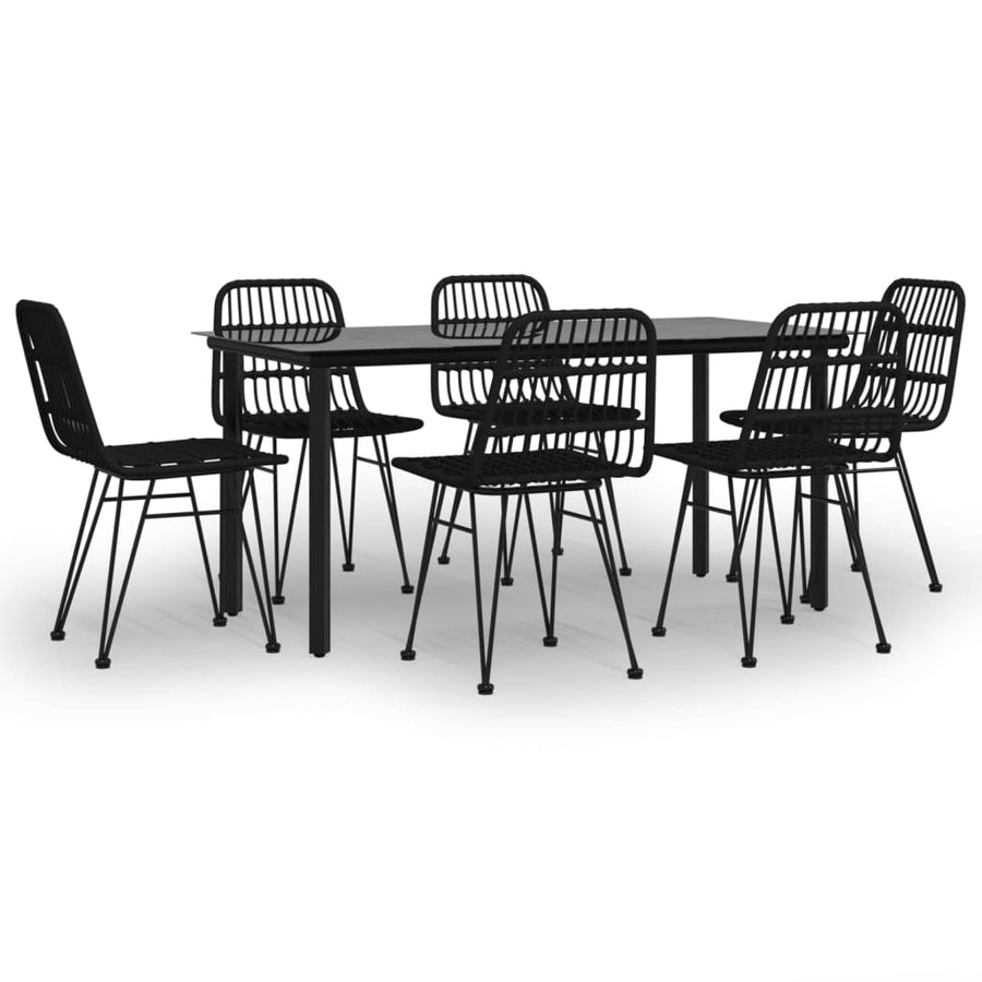 -Delige Tuinset Poly Rattan 7 160 cm tafellengte Zwart