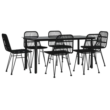 -Delige Tuinset Poly Rattan 7 160 cm tafellengte Zwart