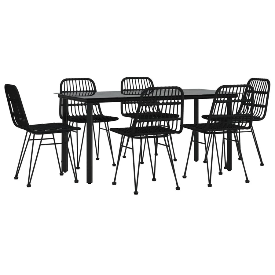 -Delige Tuinset Poly Rattan 7 160 cm tafellengte Zwart