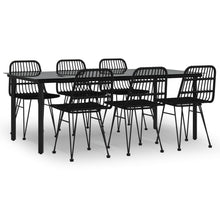 7-Delige Tuinset Poly Rattan 6 200 cm tafellengte Zwart