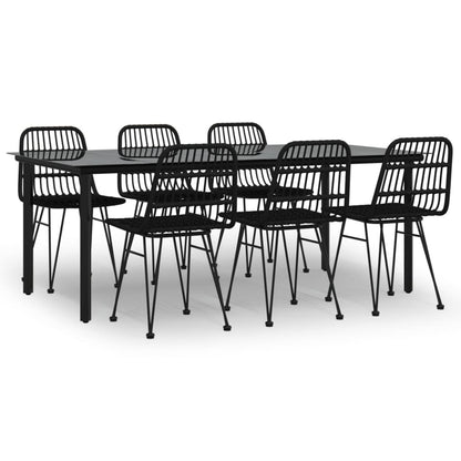7-Delige Tuinset Poly Rattan 6 200 cm tafellengte Zwart