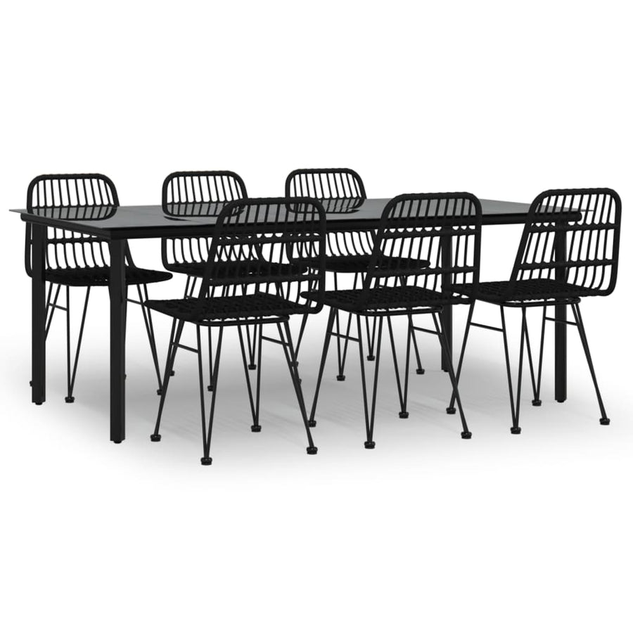 7-Delige Tuinset Poly Rattan 6 200 cm tafellengte Zwart