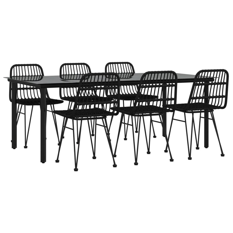 7-Delige Tuinset Poly Rattan 6 200 cm tafellengte Zwart