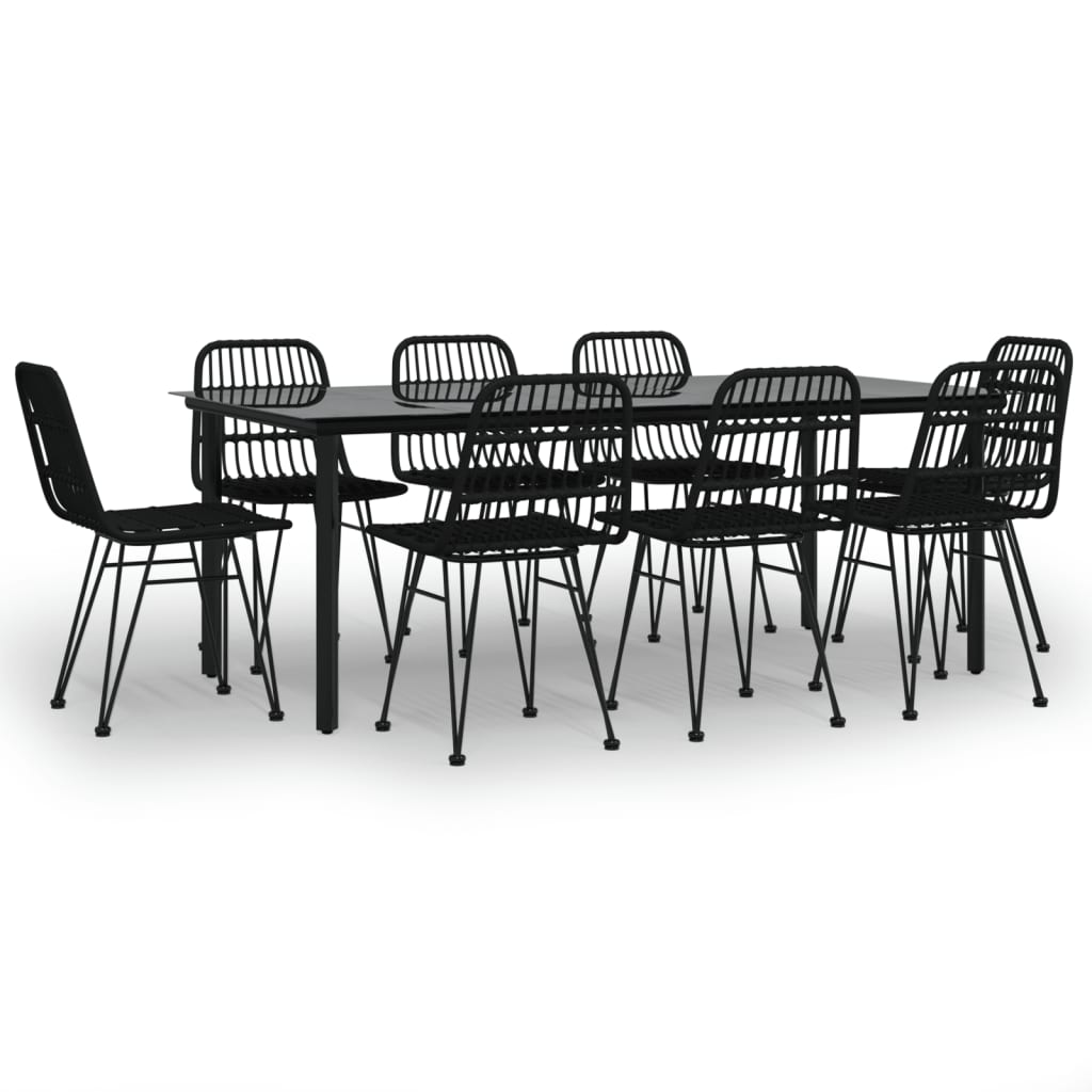 9-Delige Tuinset Poly Rattan 8 200 cm tafellengte Zwart