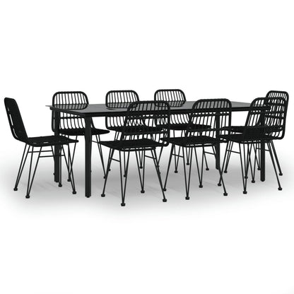 9-Delige Tuinset Poly Rattan 8 200 cm tafellengte Zwart
